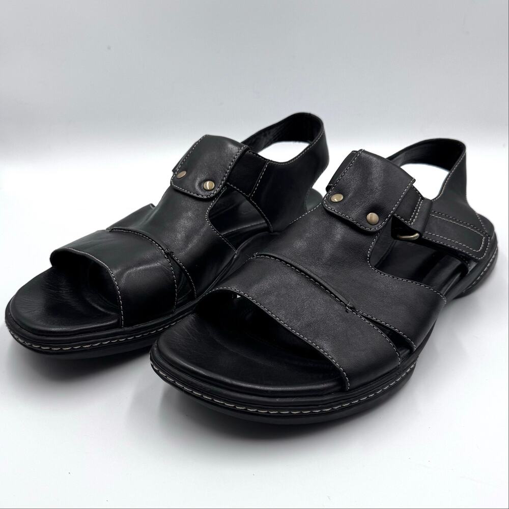 Vintage Cole Haan Country Mens Black Leather Fisherman Sandals Size 11 M Strappy